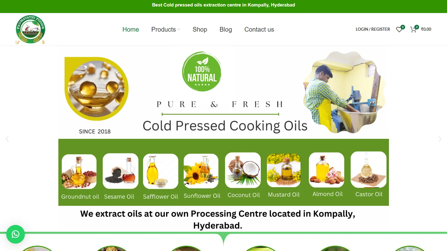Padmavathi Naturals website