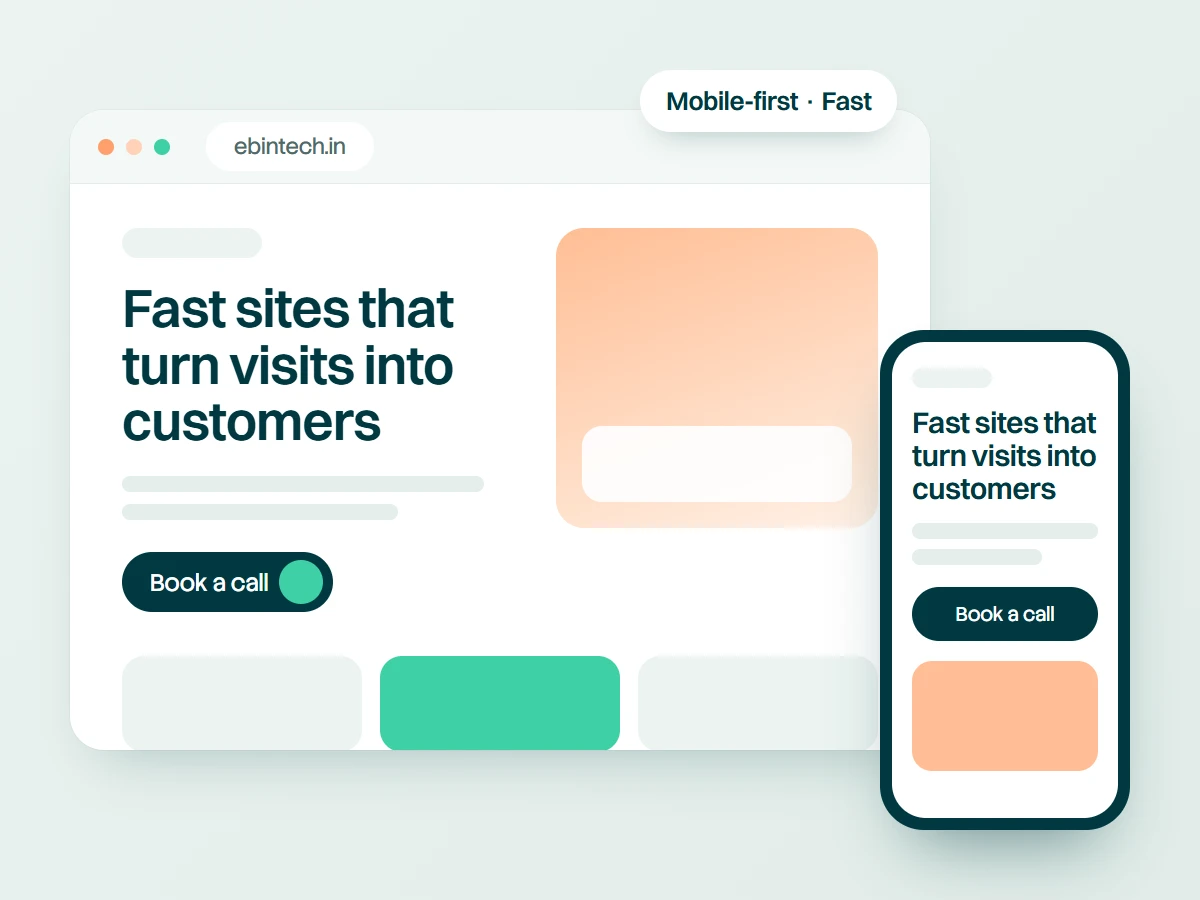 Fast mobile-first website mockup on desktop and phone